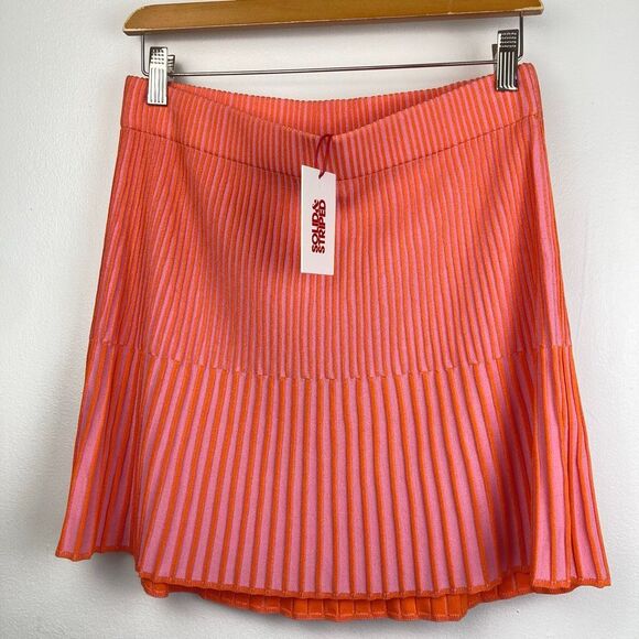Solid & Striped NWT The‎ Rosie Skirt in Carnation Pink Clementine Plaited sz M - Picture 2 of 9